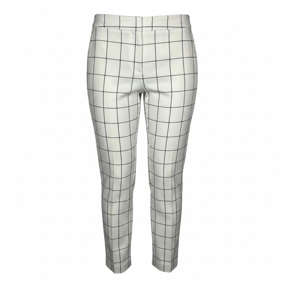 Amanda + Chelsea White Black Windowpane Grid Ankle Pants Career Women Size 6‎